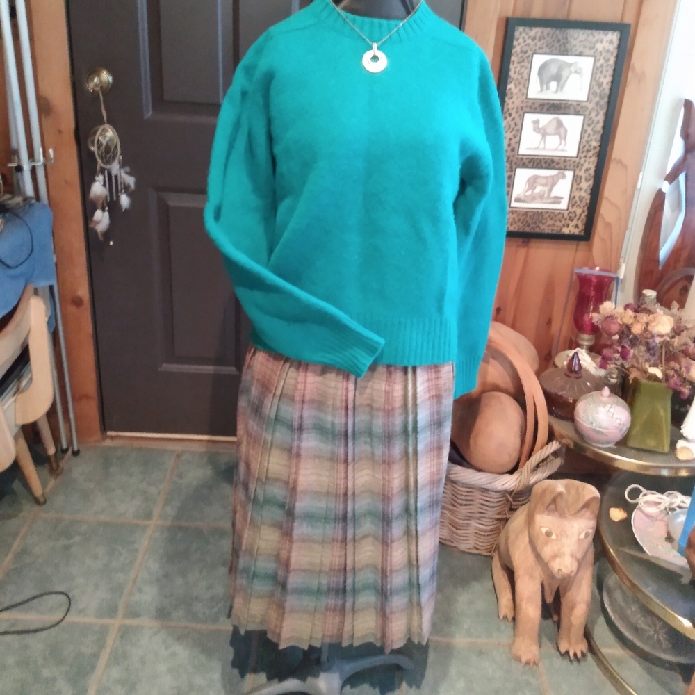 Bundle 1960/70 Vintage Wool Pleated Skirt and Vintage Murano Wool Sweater